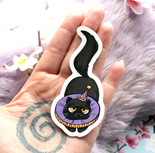 Thistle Black Cat Purple Ruffle Sticker (7cm) - The Nightingale Dragon Series