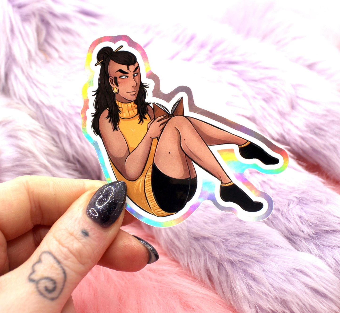 Tomar Sitting Holographic Sticker (7cm) - The Nightingale Dragon Series