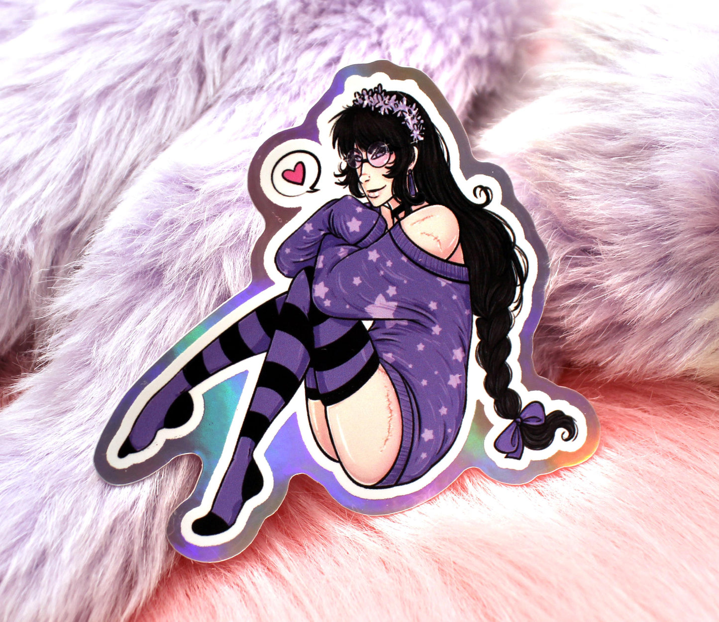 Ginzin Sitting Holographic Sticker (7cm) - The Nightingale Dragon Series