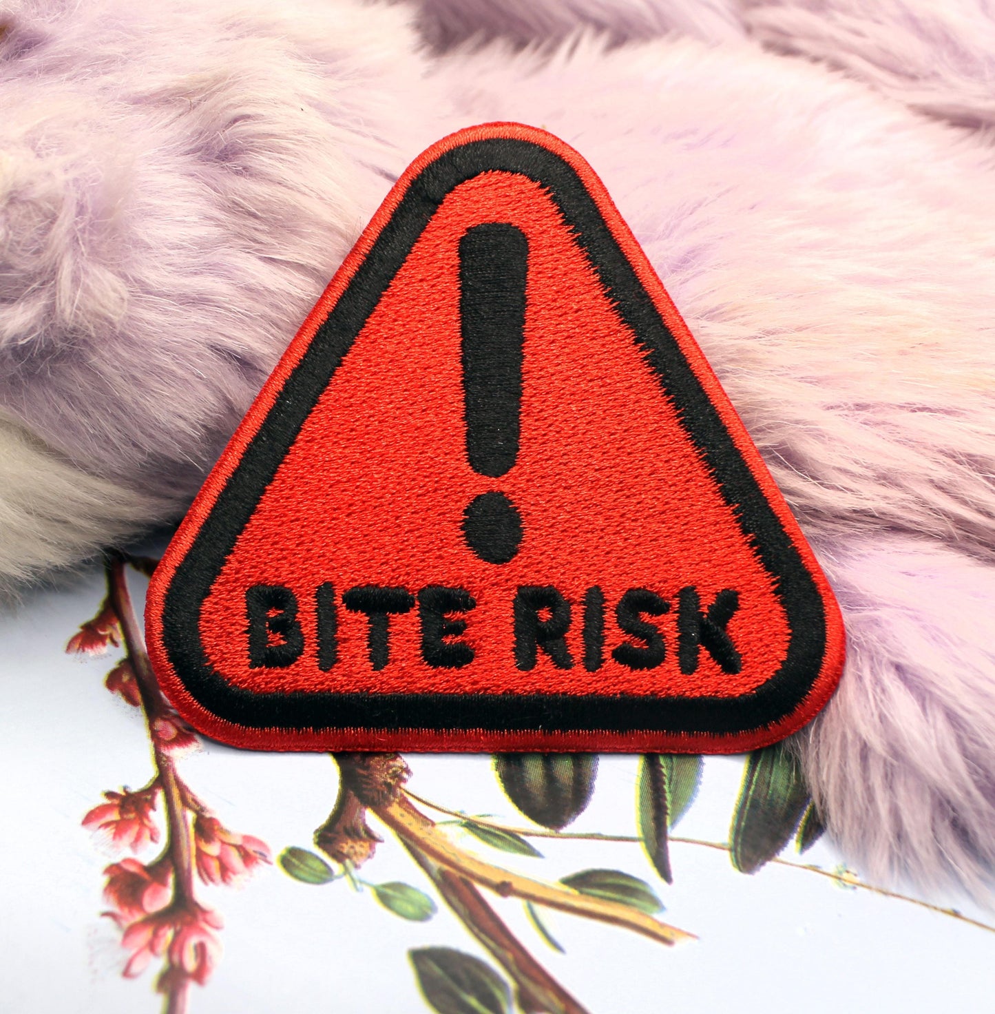 Red Bite Risk Warning Triangle Patch (80mm)