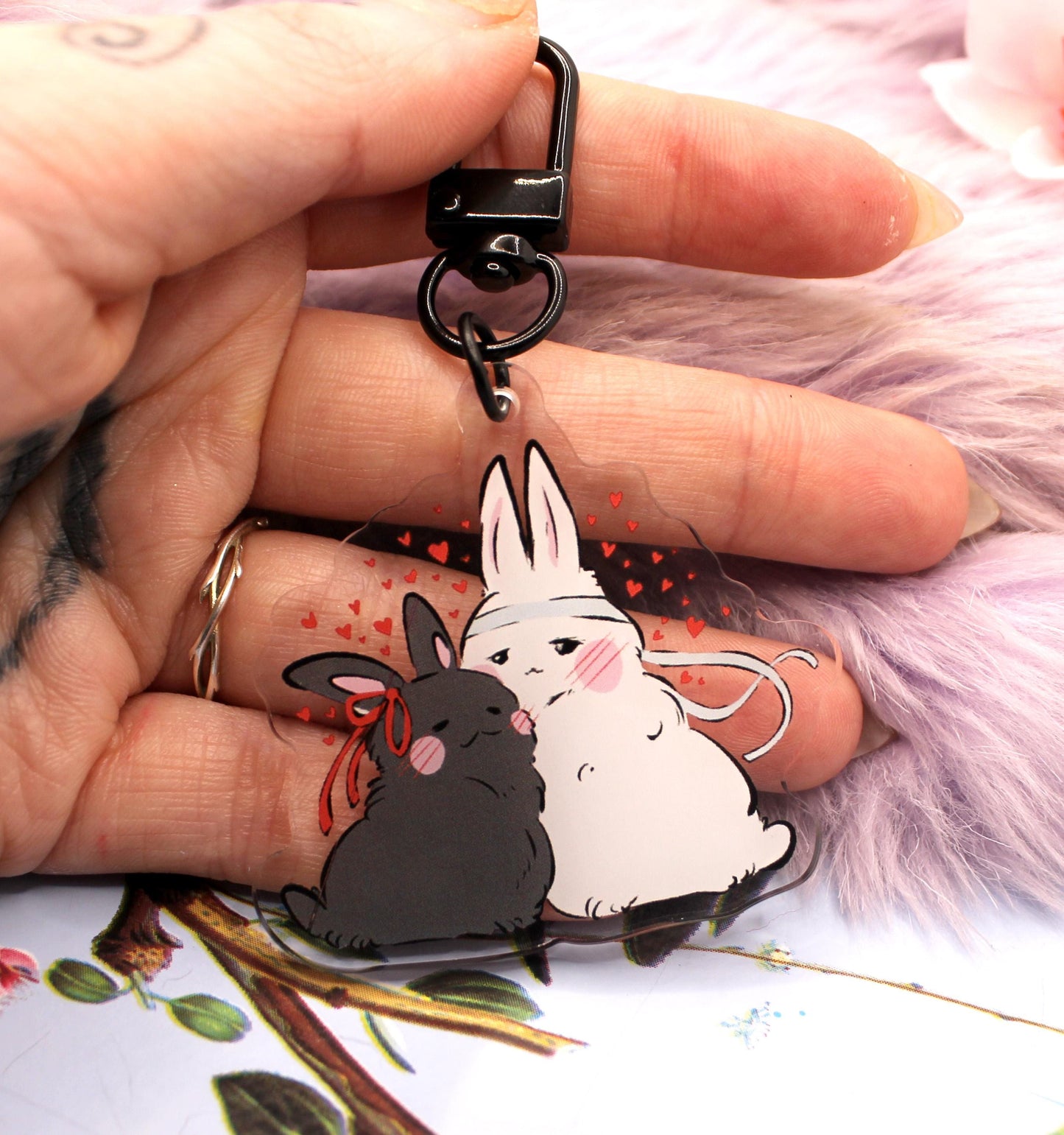 Wangxian Rabbit Pair 2inch Acrylic Charm - Mo Dao Zu Shi The Untamed Wei Wuxian Lan Wangji MXTX Danmei Fan Art