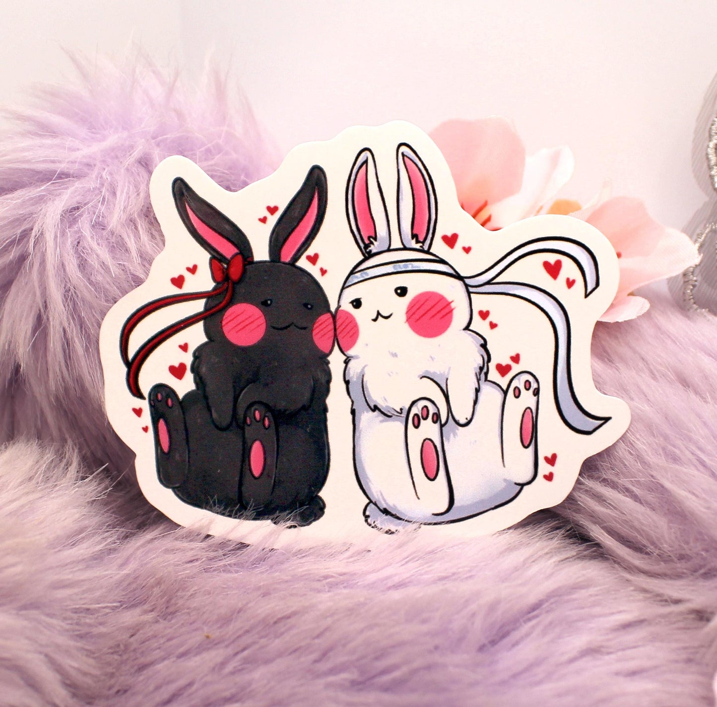 Wangxian Blushing Bunnies Sticker (70mm)- Mo Dao Zu Shi MXTX The Untamed Danmei Fan Art