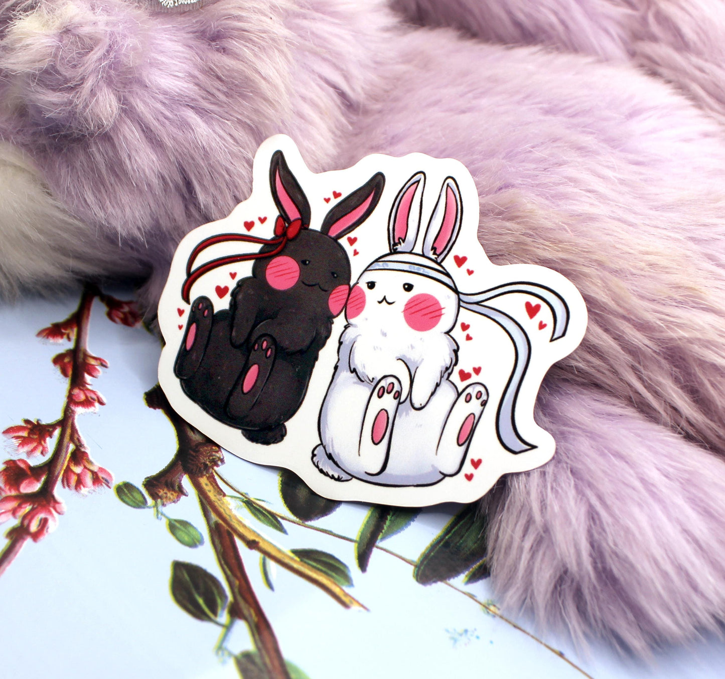 Wangxian Blushing Bunnies Sticker (70mm)- Mo Dao Zu Shi MXTX The Untamed Danmei Fan Art