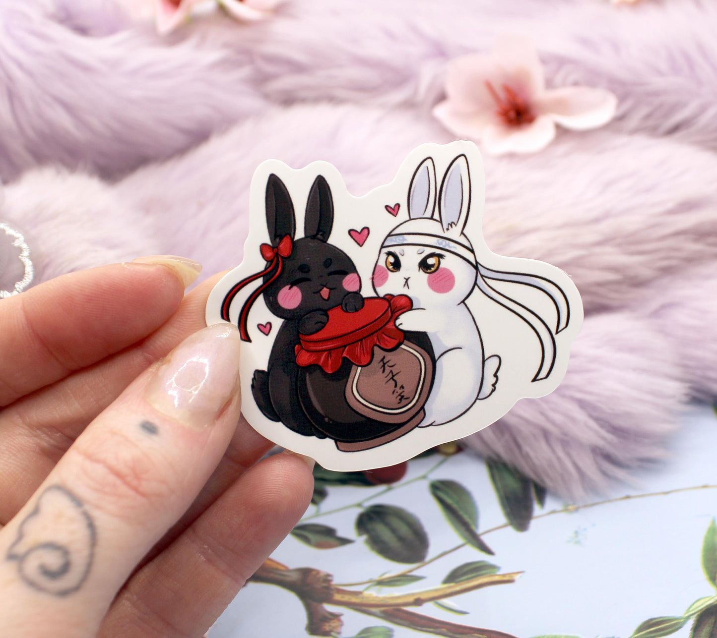 Wangxian Emperor's Smile Bunnies Sticker (70mm)- Mo Dao Zu Shi MXTX The Untamed Danmei Fan Art