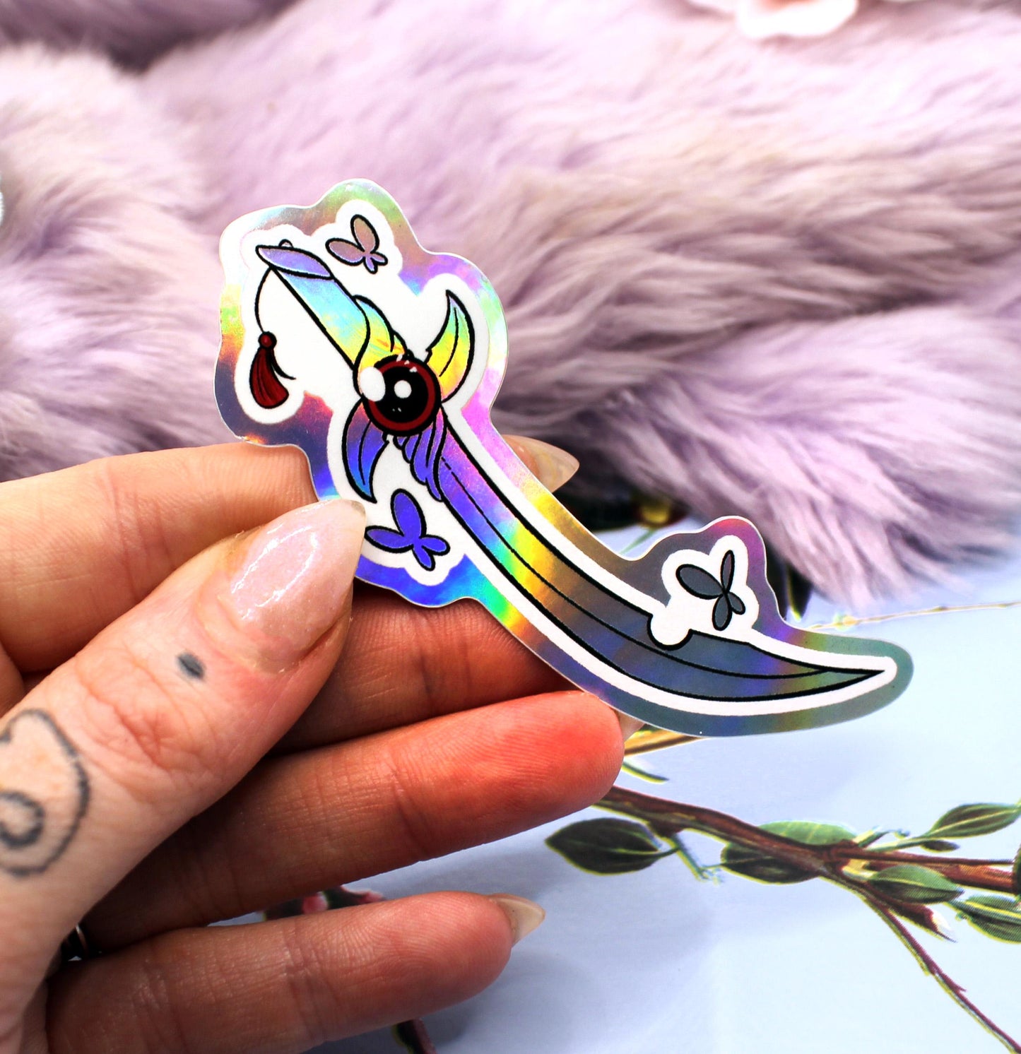 Eming Scimitar Holographic Sticker (70mm)- Heaven's Official Blessing Tian Guan Ci Fu MXTX Danmei Fan Art