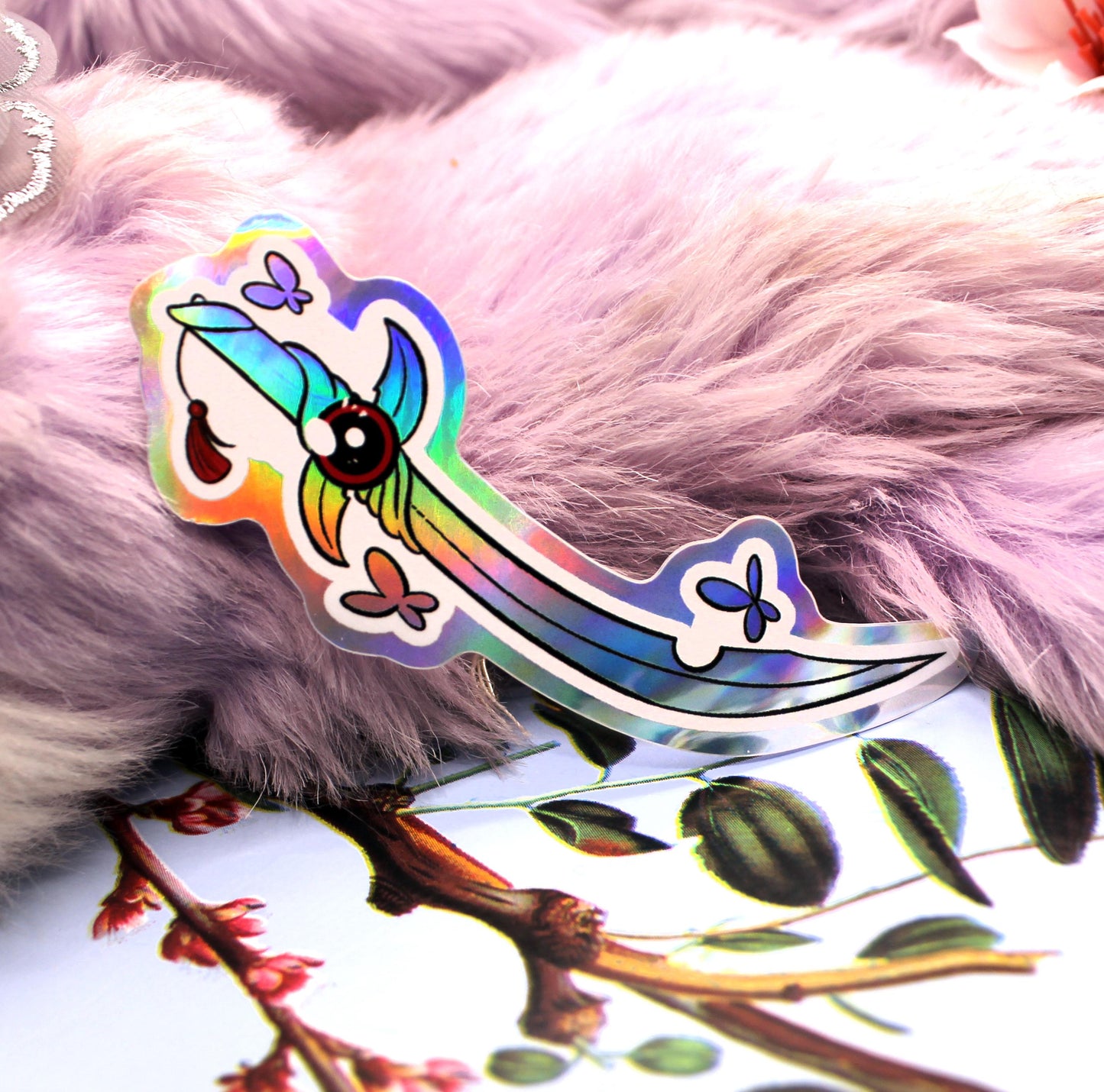Eming Scimitar Holographic Sticker (70mm)- Heaven's Official Blessing Tian Guan Ci Fu MXTX Danmei Fan Art