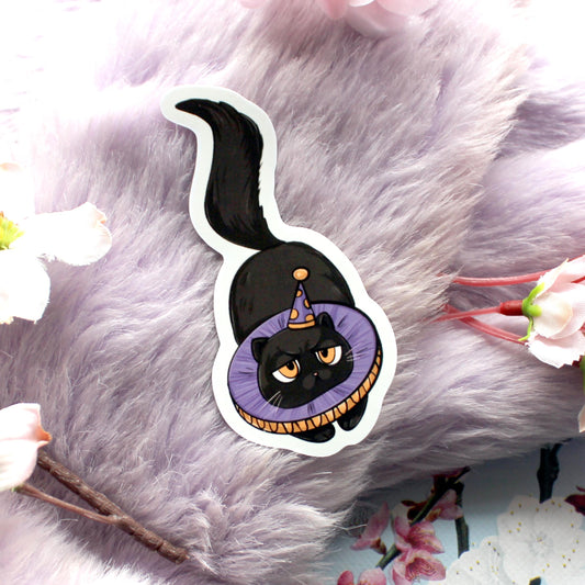 Thistle Black Cat Purple Ruffle Sticker (7cm) - The Nightingale Dragon Series
