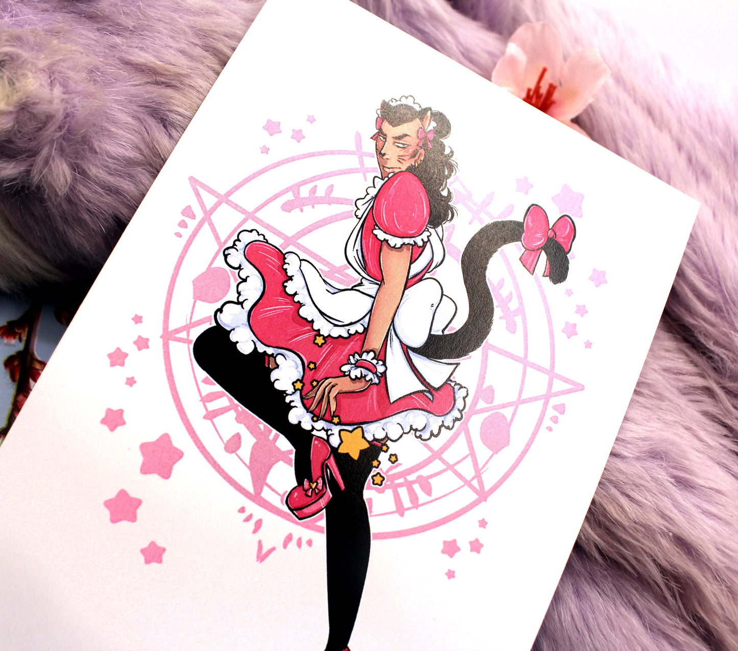 Tomar Pink Cat Maid A6 Print - The Nightingale Dragon Series