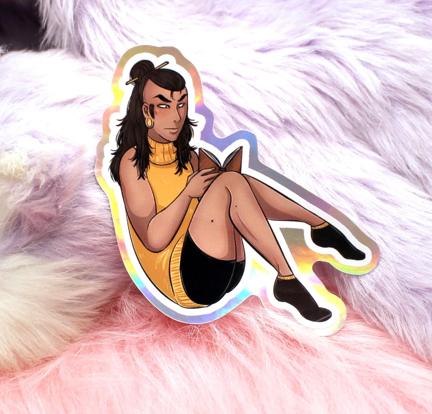 Tomar Sitting Holographic Sticker (7cm) - The Nightingale Dragon Series