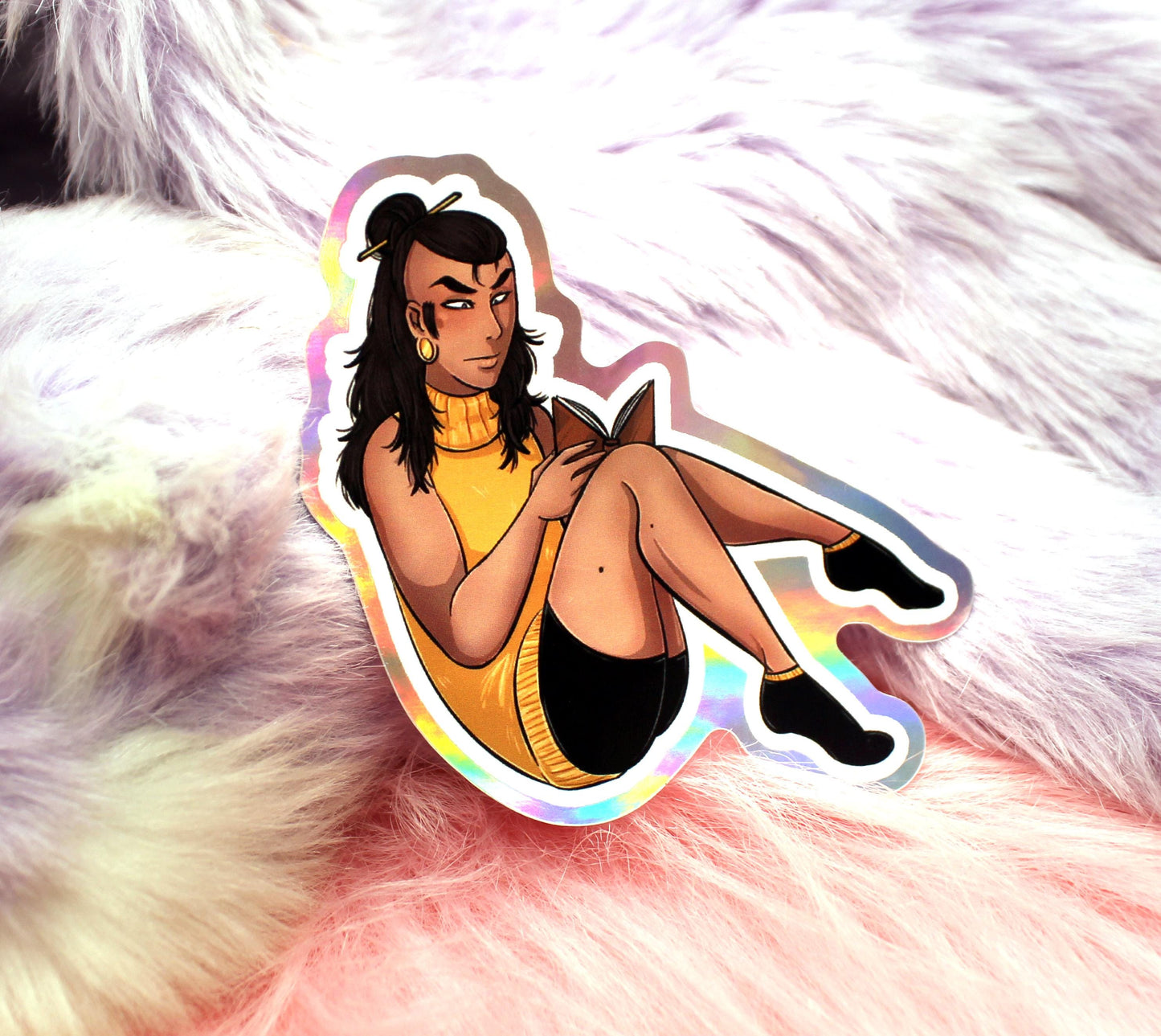 Tomar Sitting Holographic Sticker (7cm) - The Nightingale Dragon Series