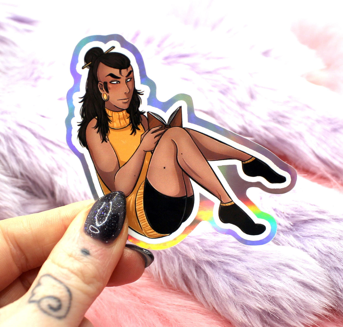 Tomar Sitting Holographic Sticker (7cm) - The Nightingale Dragon Series