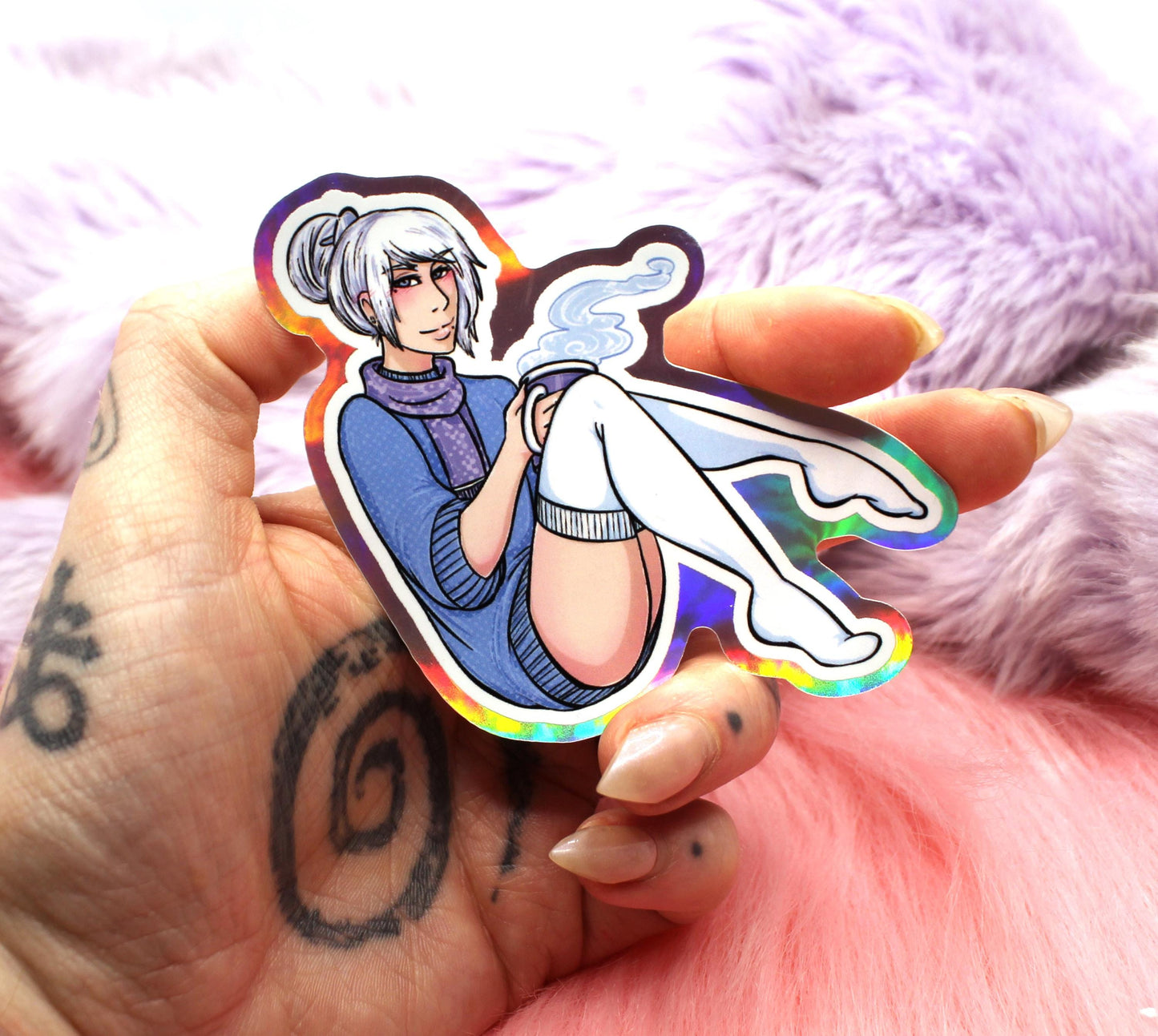 Brayandli Sitting Holographic Sticker (7cm) - The Nightingale Dragon Series