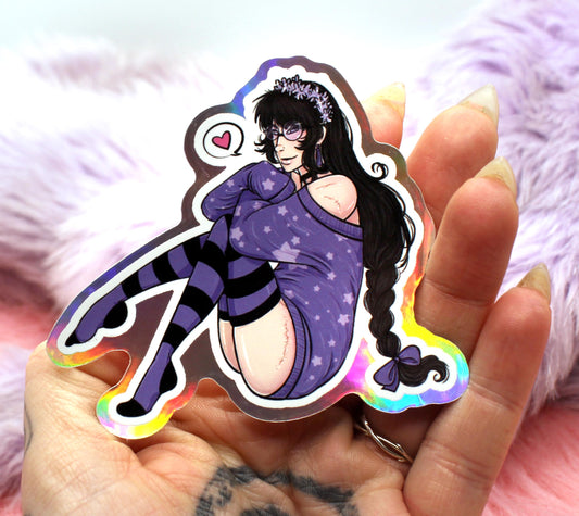 Ginzin Sitting Holographic Sticker (7cm) - The Nightingale Dragon Series