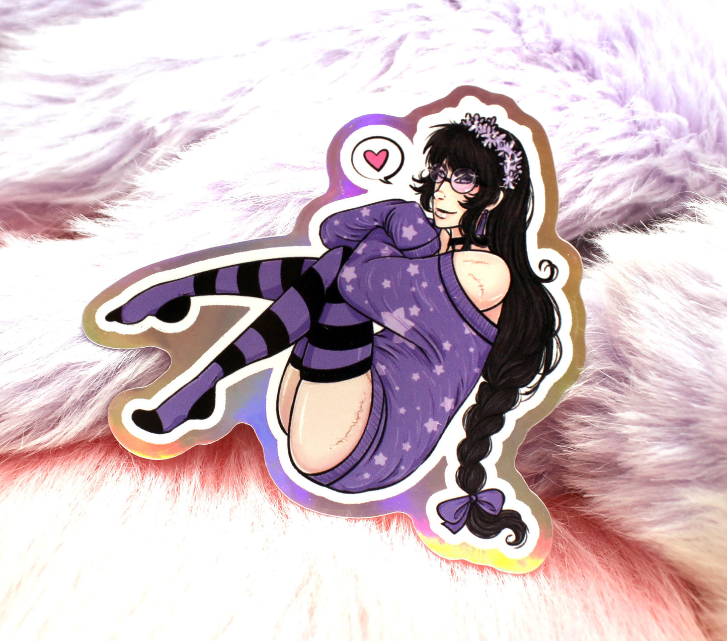 Ginzin Sitting Holographic Sticker (7cm) - The Nightingale Dragon Series