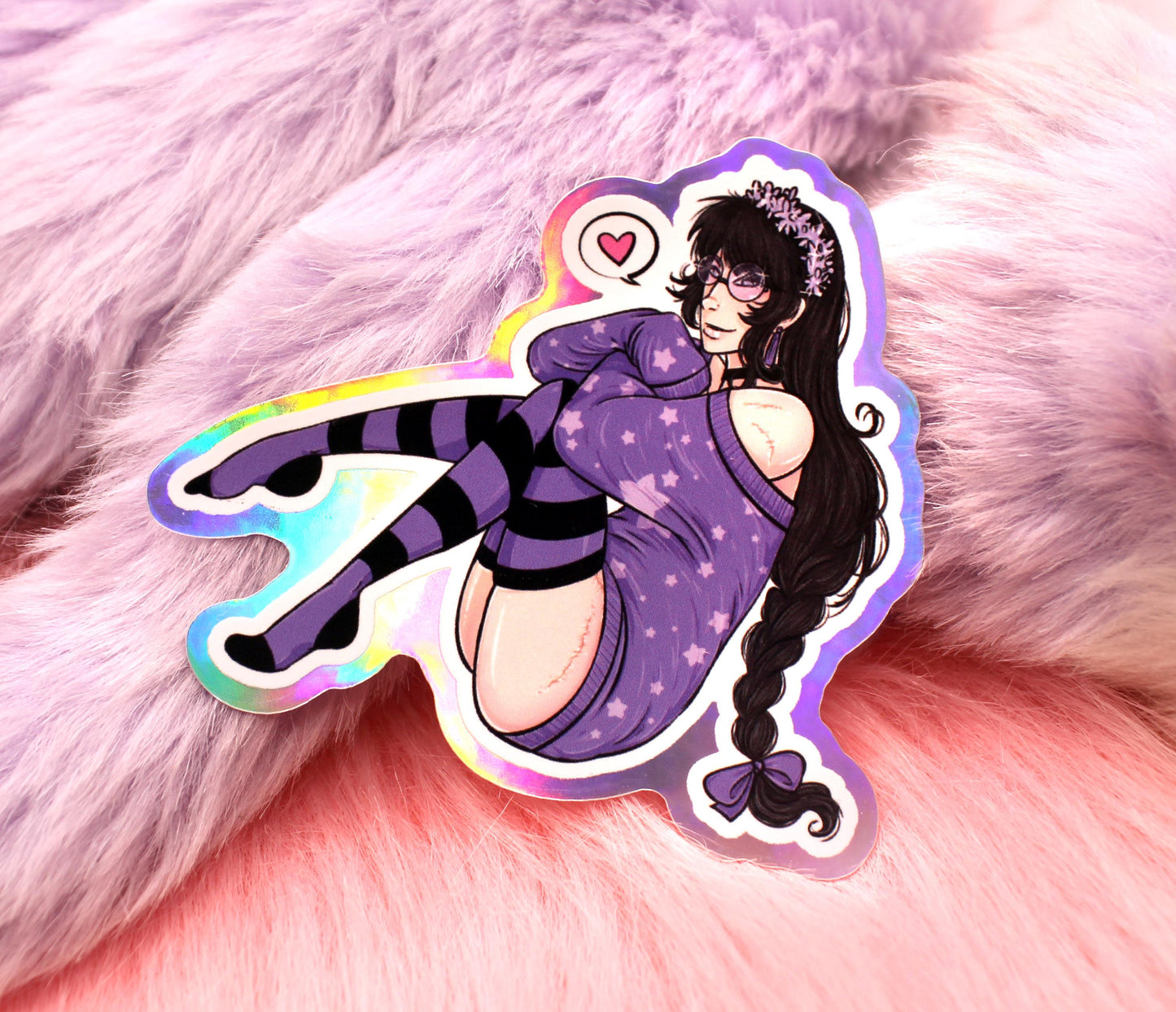 Ginzin Sitting Holographic Sticker (7cm) - The Nightingale Dragon Series