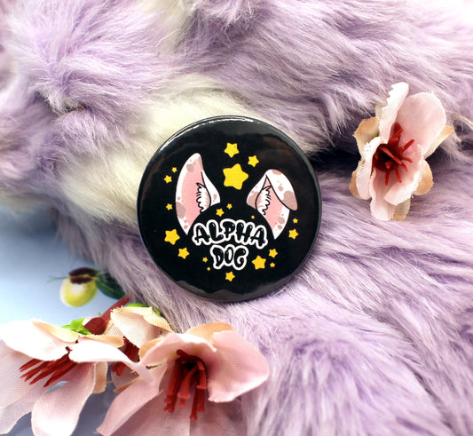 Alpha Dog Black Cartoon Furry Circular Badge (38mm)