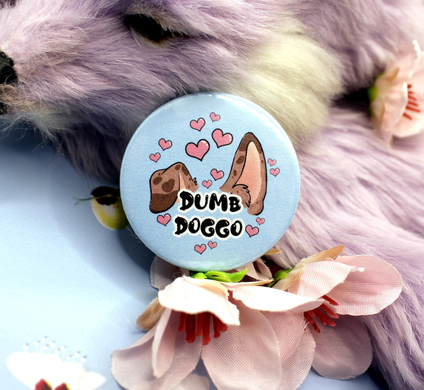 Dumb Doggo Blue Cartoon Furry Circular Badge (38mm)