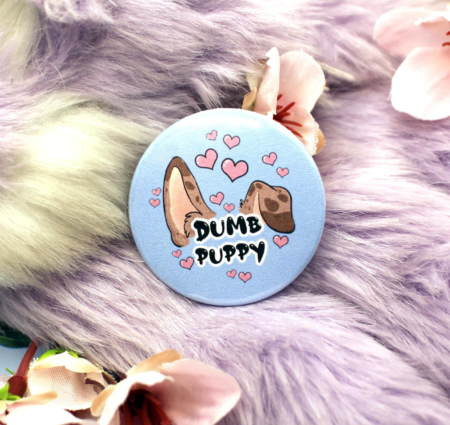 Dumb Puppy Blue Cartoon Furry Circular Badge (38mm)