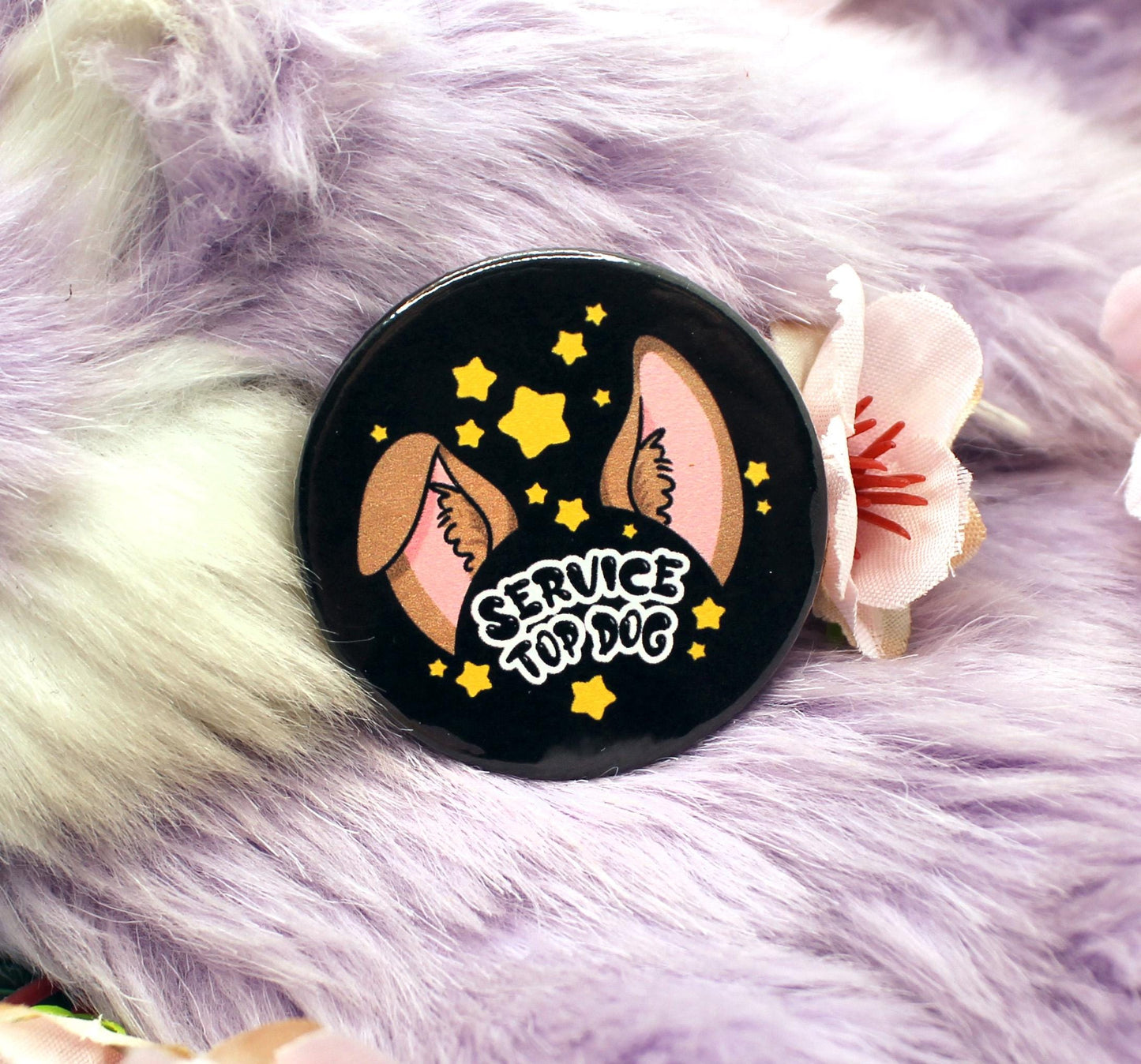 Service Top Dog Black Cartoon Furry Circular Badge (38mm)