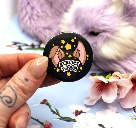 Service Top Dog Black Cartoon Furry Circular Badge (38mm)