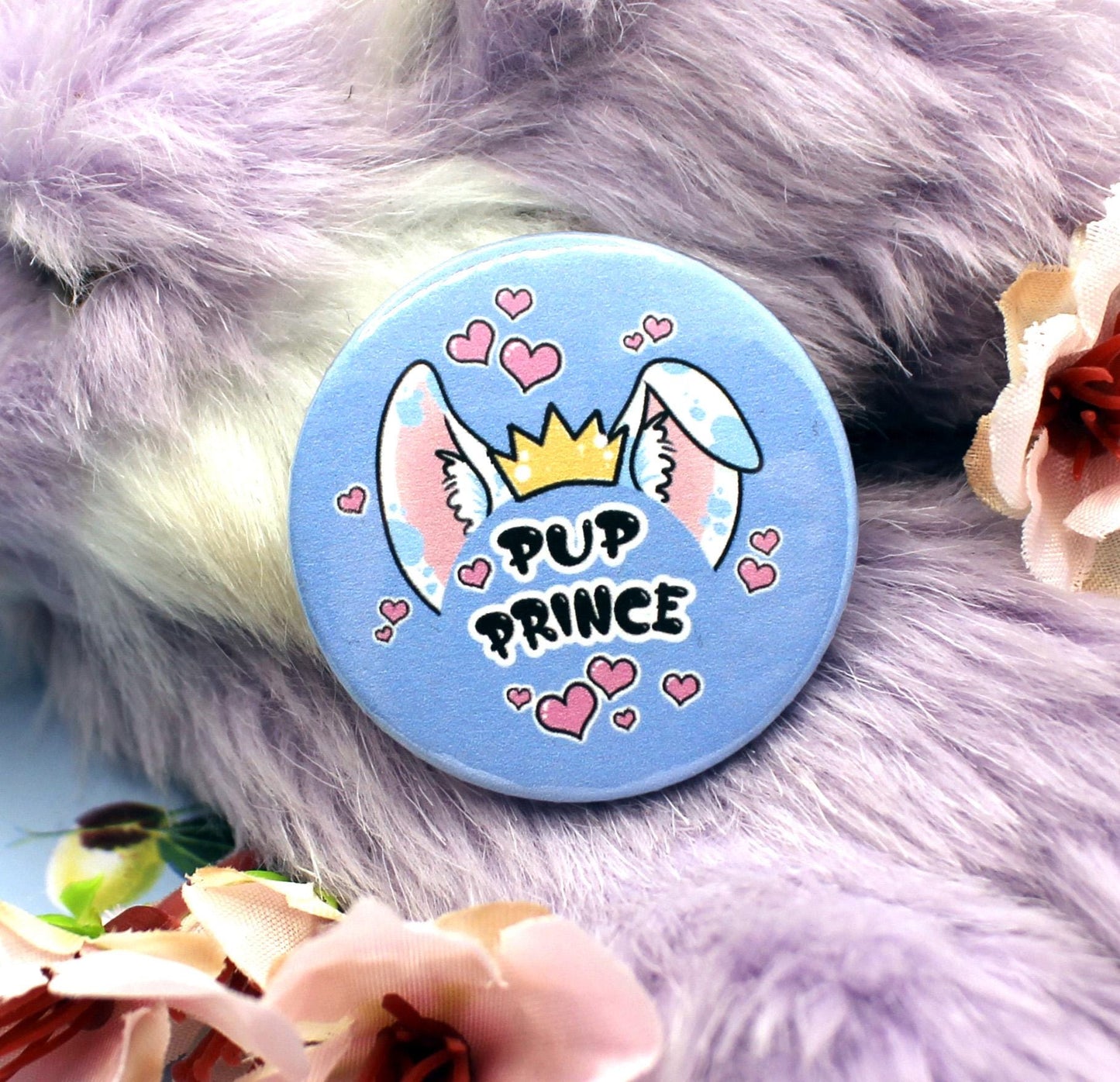 Pup Prince Blue Dog Furry Circular Badge (38mm)