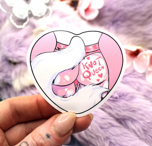Knot Queen Pastel Pink Furry Heart Sticker (6cm)
