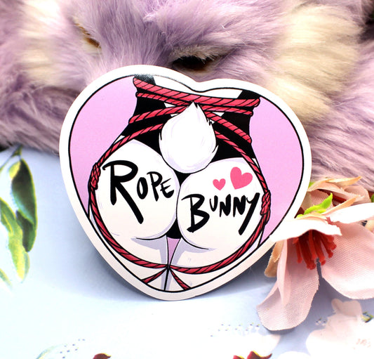 Rope Bunny White Rabbit Shibari Furry Heart Sticker (6cm)