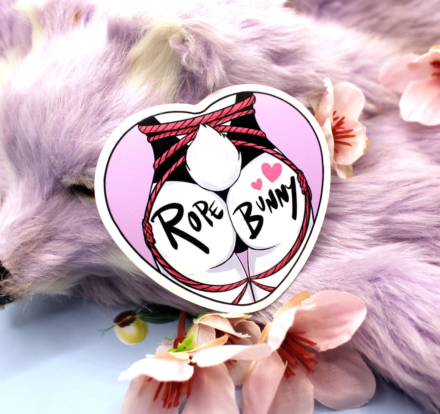 Rope Bunny White Rabbit Shibari Furry Heart Sticker (6cm)