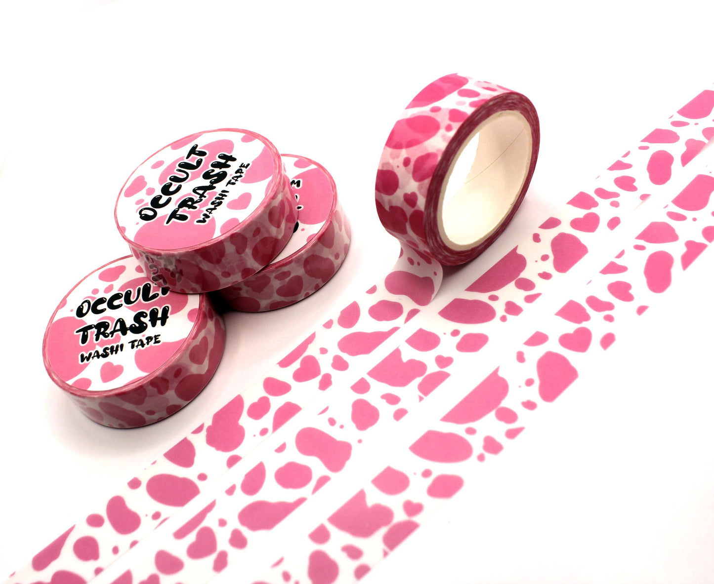 Pink Strawberry Milk Cow Print Washi Tape (1.5cm x 10m)