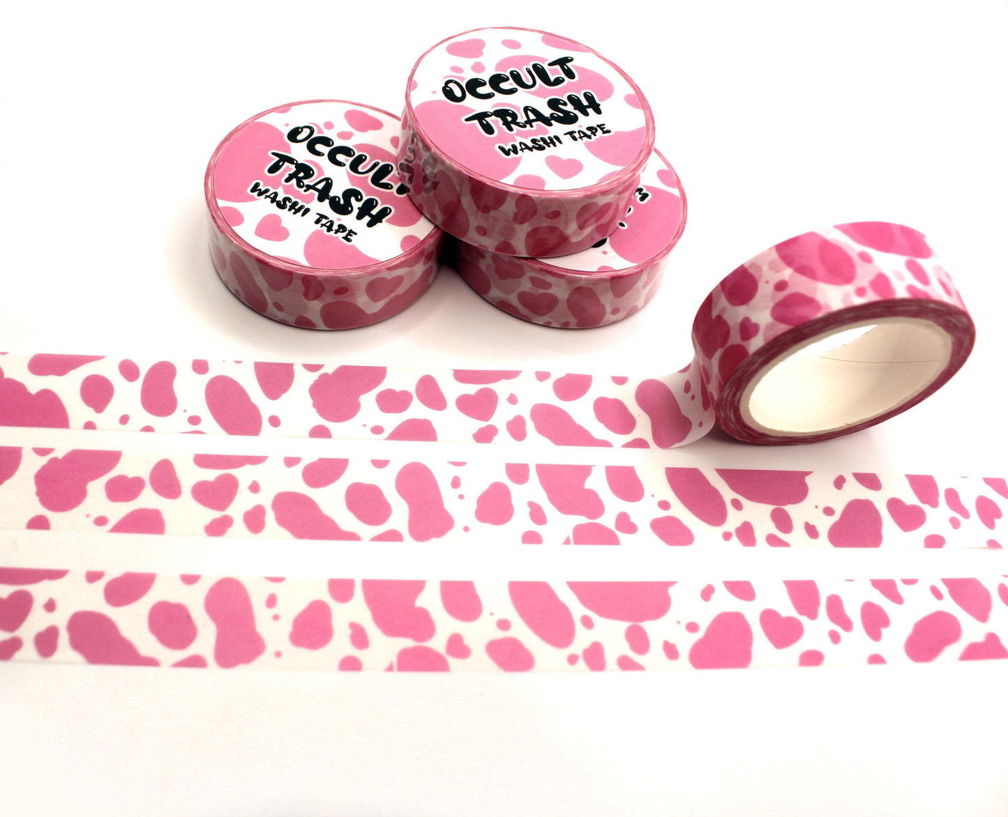 Pink Strawberry Milk Cow Print Washi Tape (1.5cm x 10m)