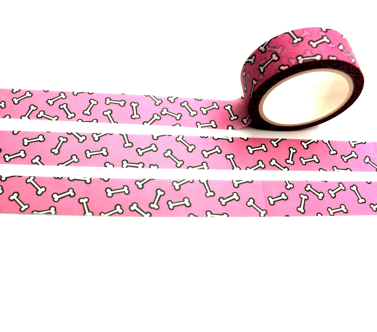 Pink and White Dog Bones Print Washi Tape (1.5cm x 10m)