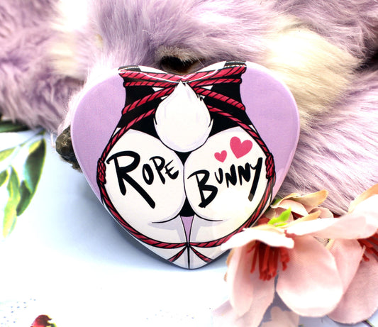 Rope Bunny Rabbit Furry Art Heart Badge (55mm)