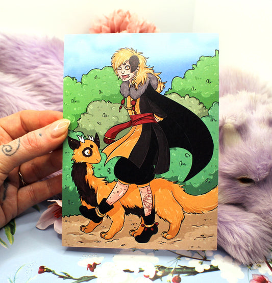 Taowren Walking His Dragon A6 Print - The Nightingale Dragon Series