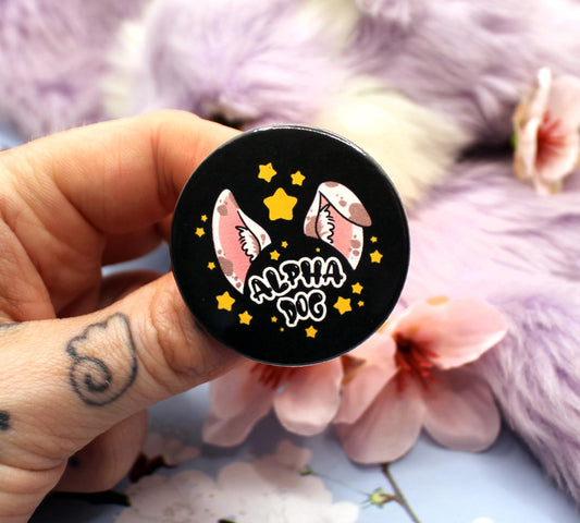 Alpha Dog Black Cartoon Furry Circular Badge (38mm)