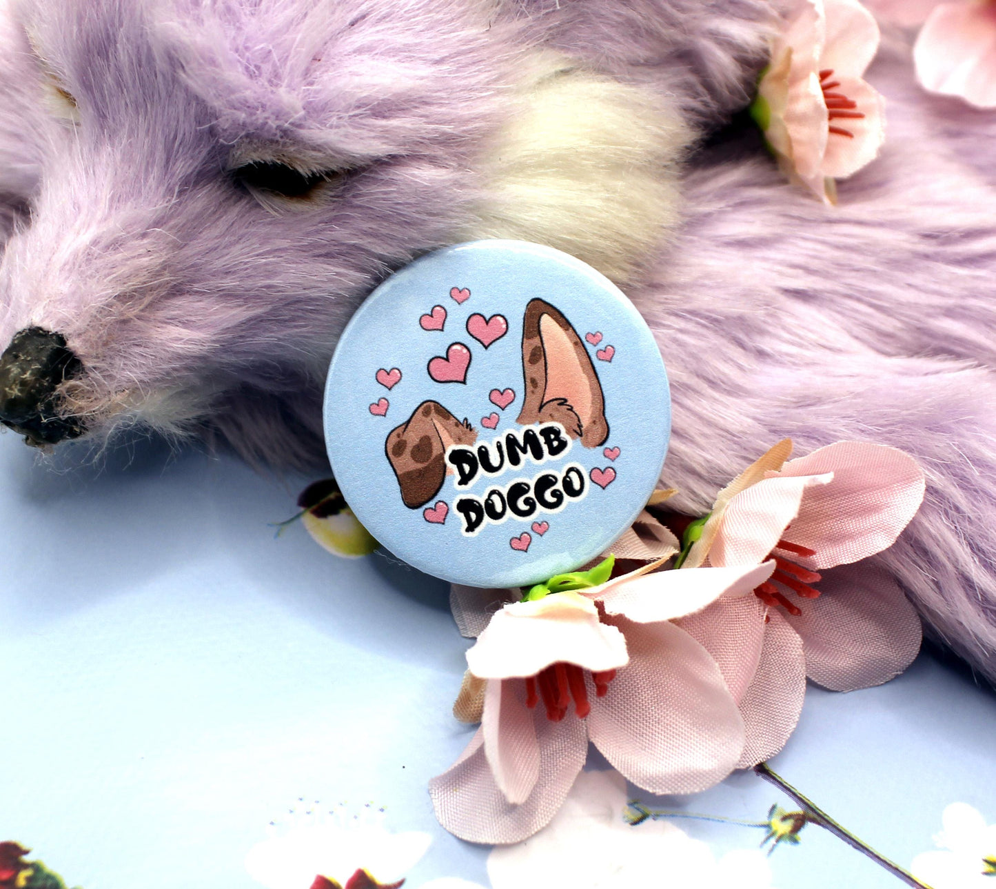 Dumb Doggo Blue Cartoon Furry Circular Badge (38mm)