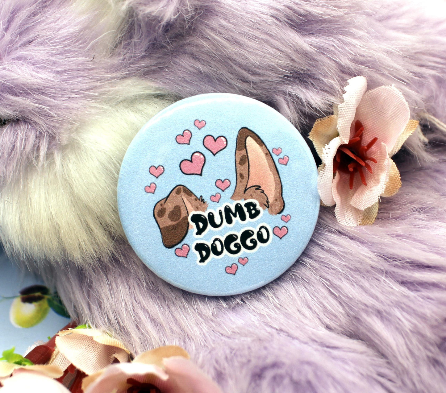 Dumb Doggo Blue Cartoon Furry Circular Badge (38mm)