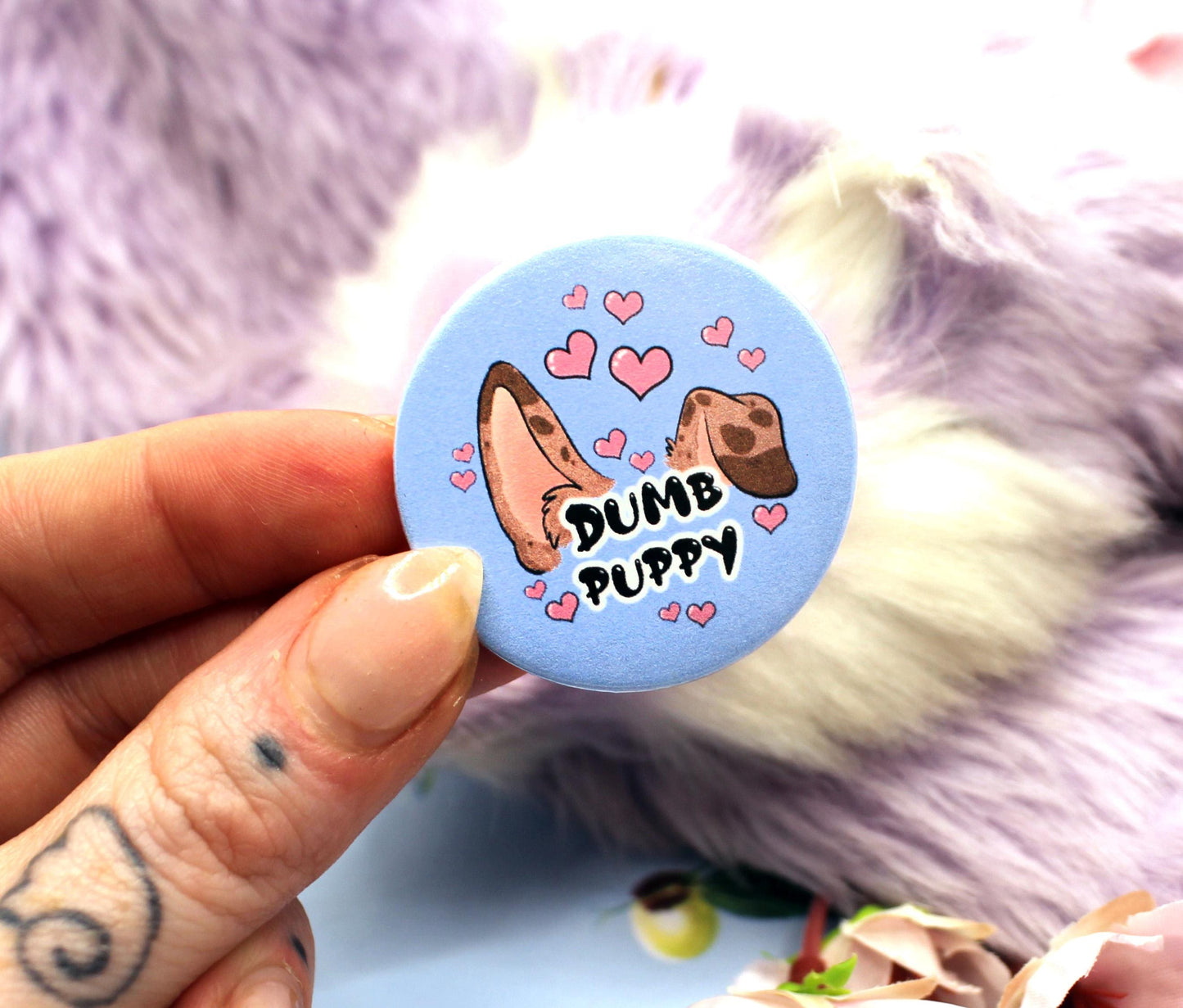 Dumb Puppy Blue Cartoon Furry Circular Badge (38mm)