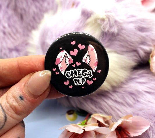 Omega Pup Black Cartoon Furry Circular Badge (38mm)