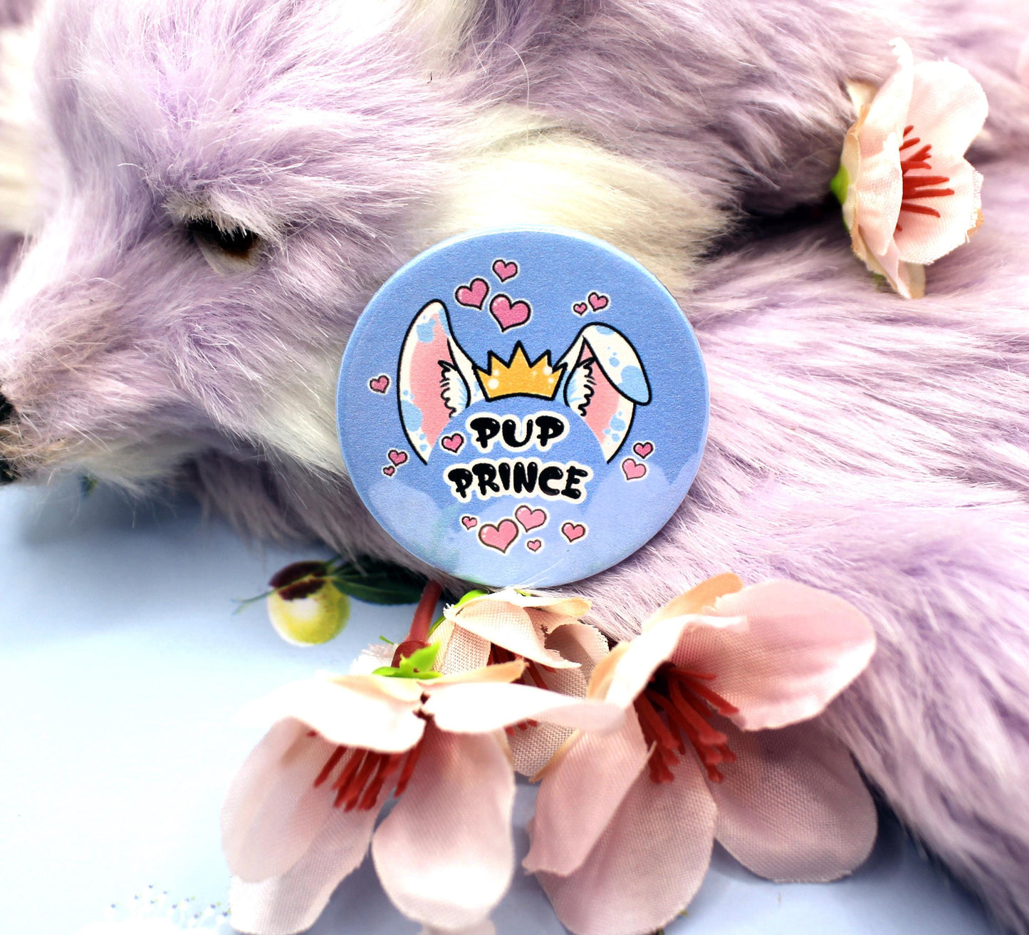 Pup Prince Blue Dog Furry Circular Badge (38mm)