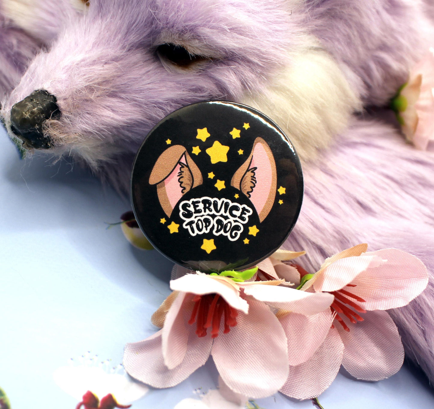 Service Top Dog Black Cartoon Furry Circular Badge (38mm)