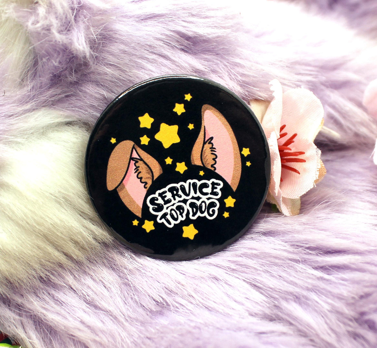 Service Top Dog Black Cartoon Furry Circular Badge (38mm)