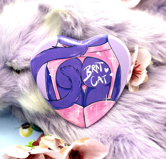 Bad Cat Pastel Furry Art Heart Badge (55mm)