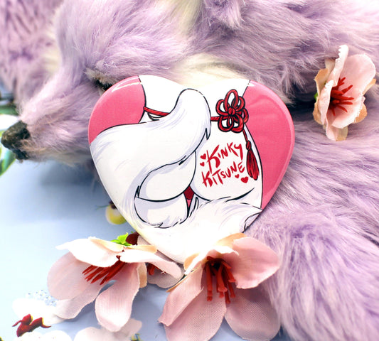 Kinky Kitsune Furry Art Heart Badge (55mm)