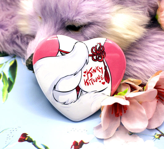 Kinky Kitsune Furry Art Heart Badge (55mm)