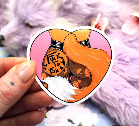 Fucktoy Fox Furry Heart Sticker (6cm)