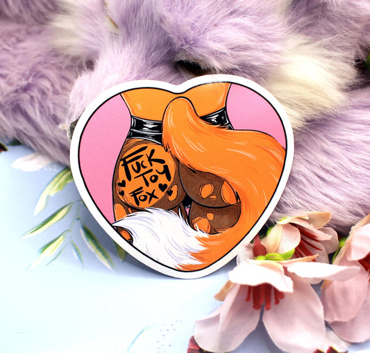 Fucktoy Fox Furry Heart Sticker (6cm)