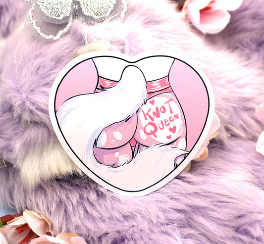 Knot Queen Pastel Pink Furry Heart Sticker (6cm)
