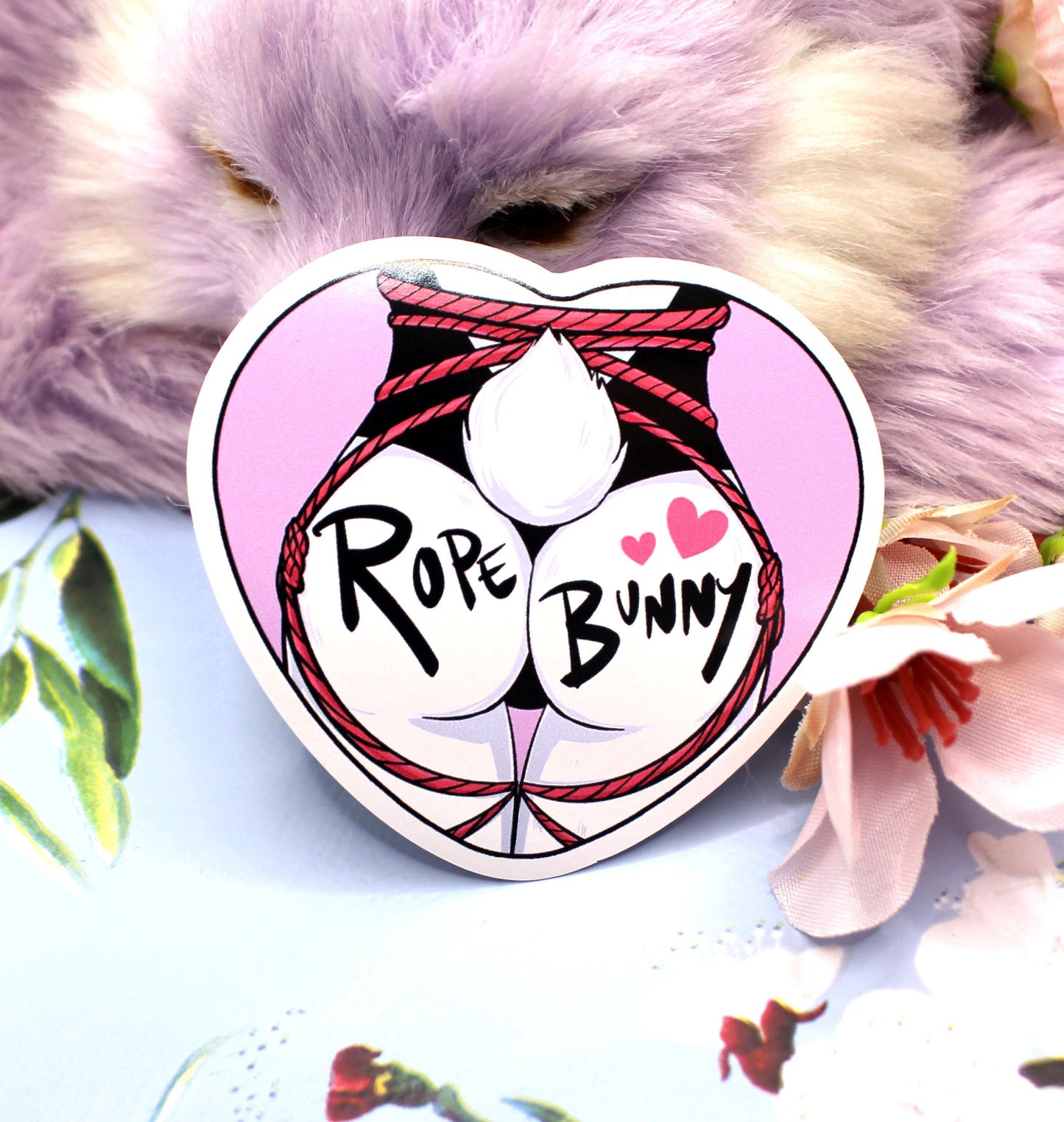 Rope Bunny White Rabbit Shibari Furry Heart Sticker (6cm)