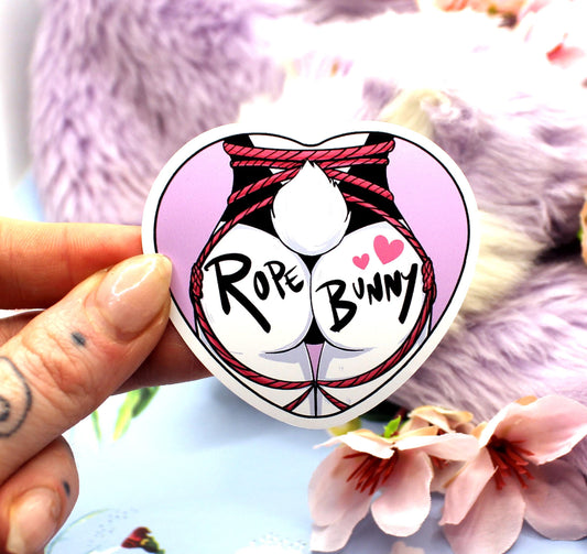 Rope Bunny White Rabbit Shibari Furry Heart Sticker (6cm)