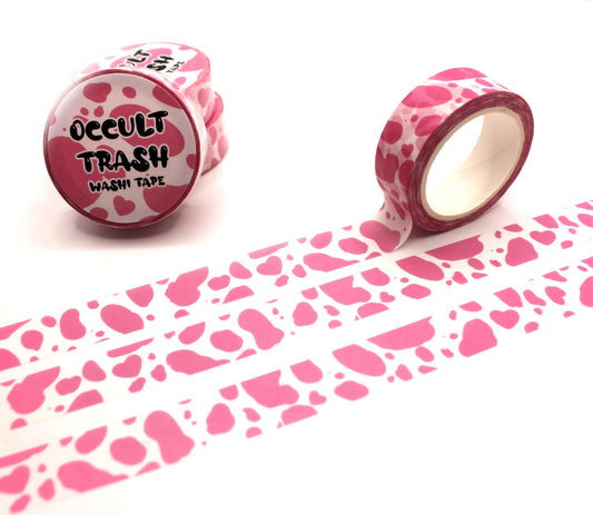 Pink Strawberry Milk Cow Print Washi Tape (1.5cm x 10m)